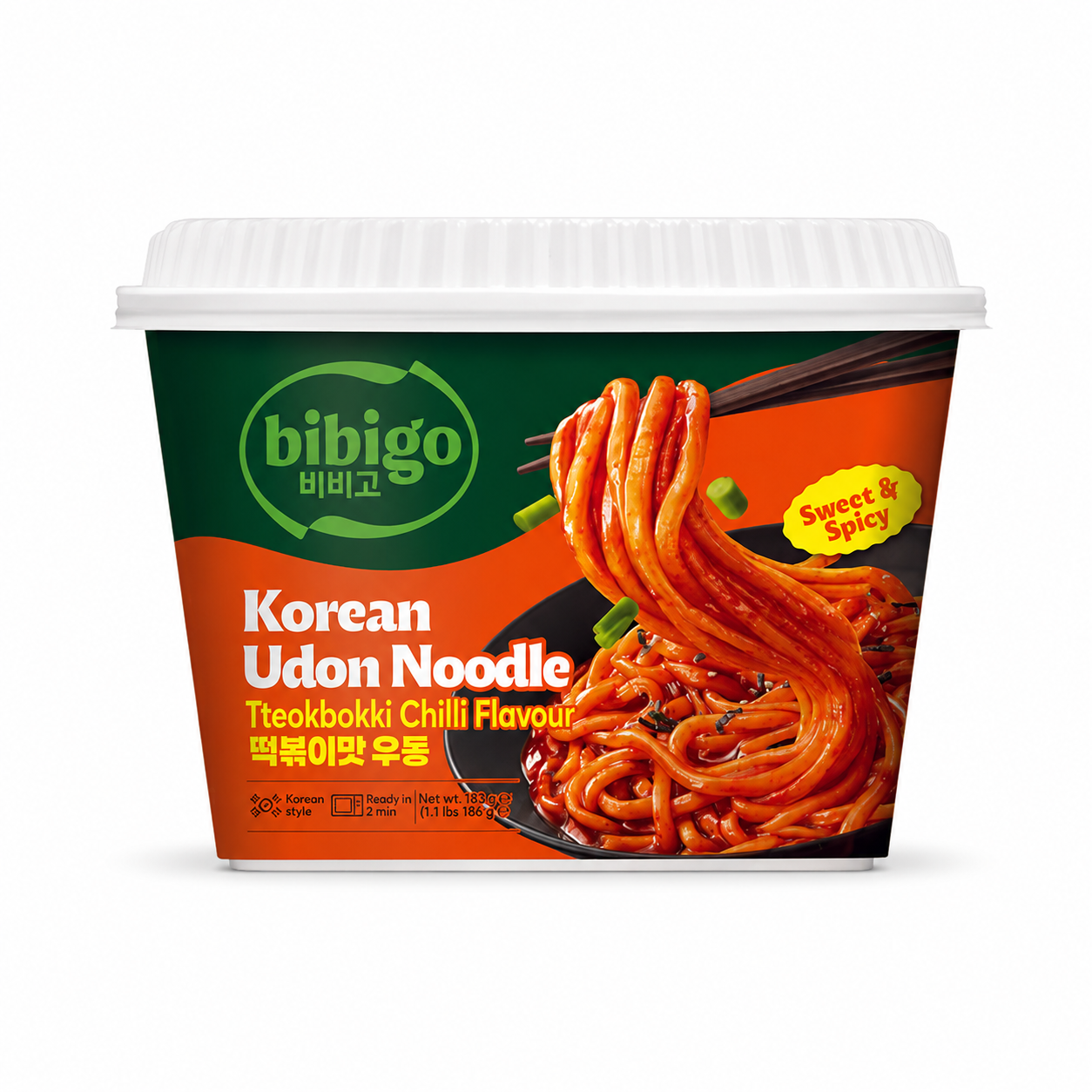 Bibigo Tteokbokki Chilis Koreai Udon Tészta Pohárban 187,2G