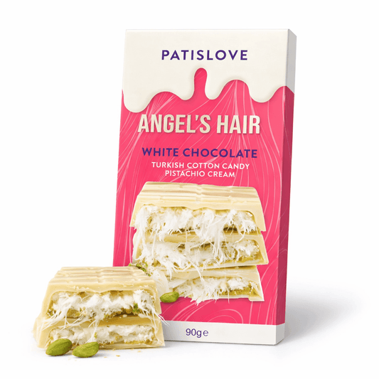 Angel's Hair Fehércsokoládé Pisztáciakrémmel és Vattacukorral Töltve 90G