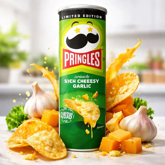 Pringles Extra Sajtos Fokhagymás Chips - Limitált Kiadás 102G