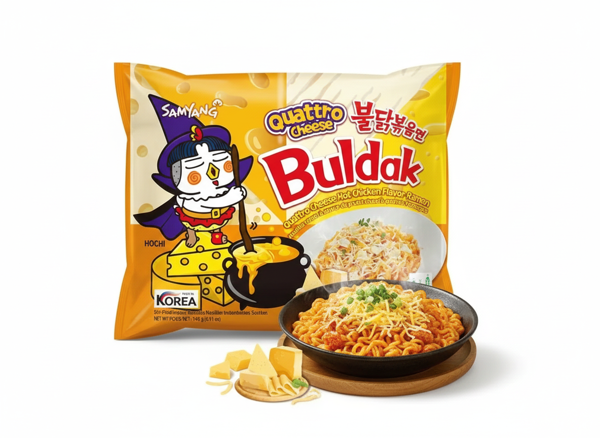Samyang Buldak Quattro Cheese Csípős Csirke Ramen 145G