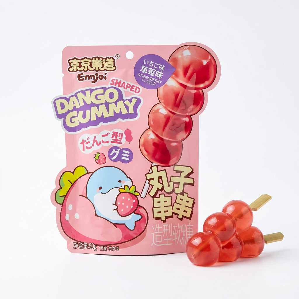EnnJoi Eper Ízű Dango Gumicukor Eperlével és Chiamaggal 60G