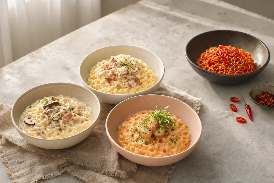 Három enyhébb, krémes carbonara és rosé tészta egy erősebb, vörös csípős változattal összehasonlítva