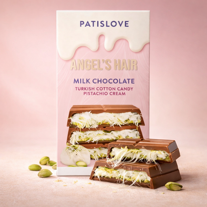 Angel's Hair Tejcsokoládé Piszáciakrémmel és Vattacukorral Töltve 90G