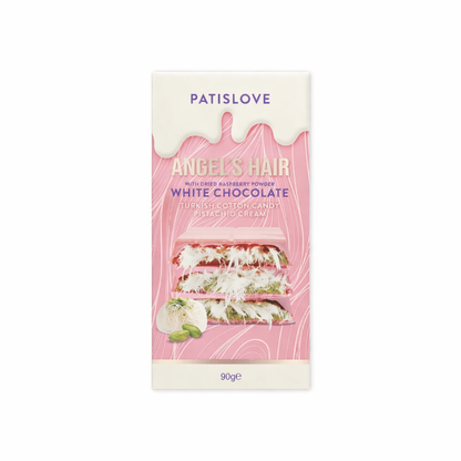 Angel's Hair Málnaporos Fehércsokoládé Piszáciakrémmel és Vattacukorral Töltve 90G