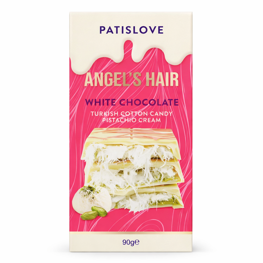 Angel's Hair Fehércsokoládé Pisztáciakrémmel és Vattacukorral Töltve 90G