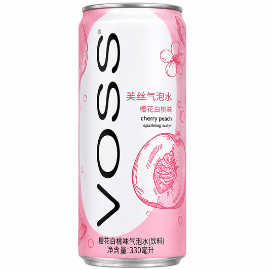 Voss Cseresznye és Fehér Őszibarack Ízű Szénsavas Üdítőital 330ML