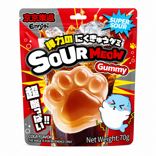 Ennjoi Sourmeow Kóla Ízű Savanyú Gumicukor 70G