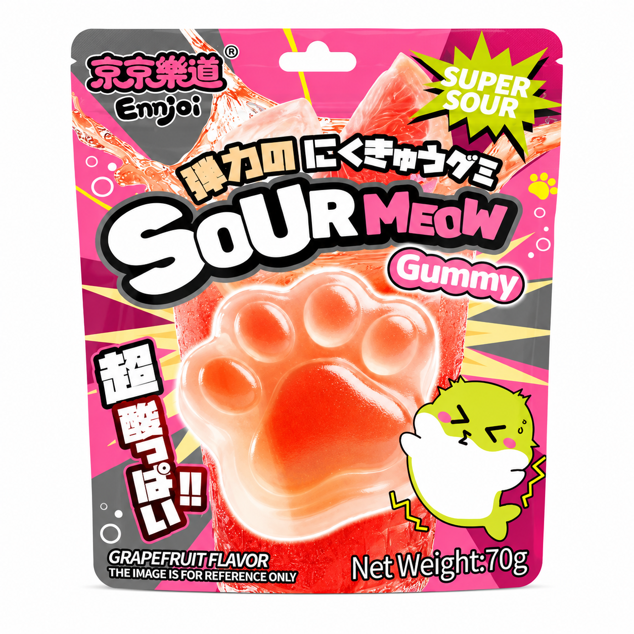 Ennjoi Sourmeow Grapefruit Ízű Savanyú Gumicukor 70G