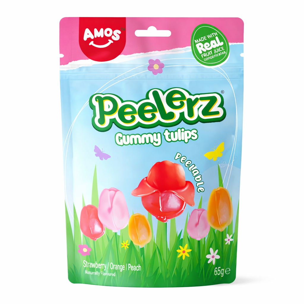 Peelerz Tulipános Hámozható Gumicukor Eper- Narancs- Barack 65G