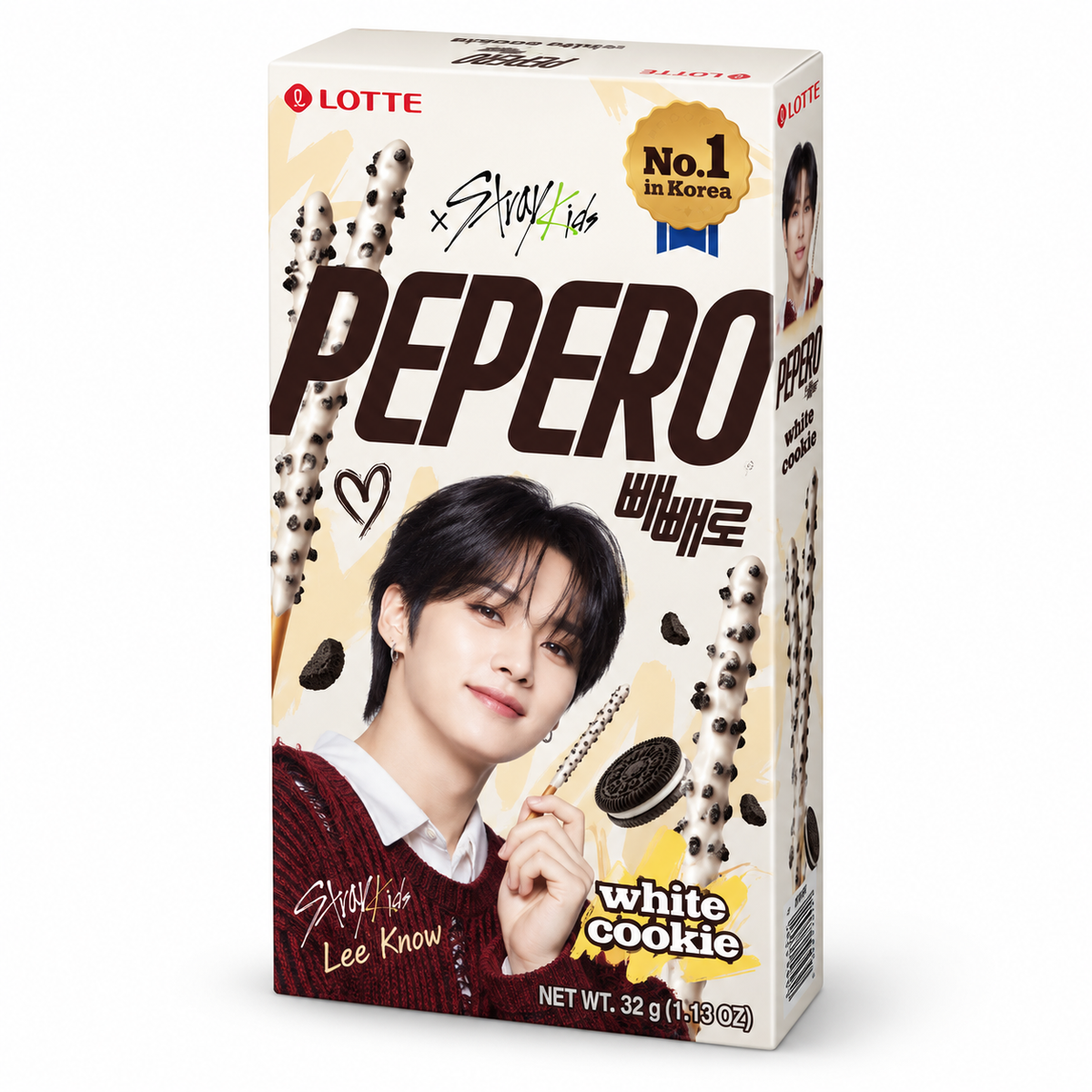 Lotte Pepero Stray Kids Fehér Csokis Kekszes Pálcikák 32G