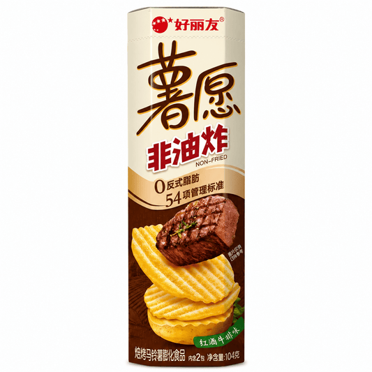 Orion Vörösboros Steak Ízű Baked Burgonyachips 104G