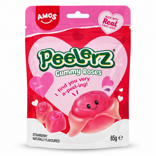 Peelerz Rózsa Formájú Hámozható Gumicukor - Eper Ízű 65G