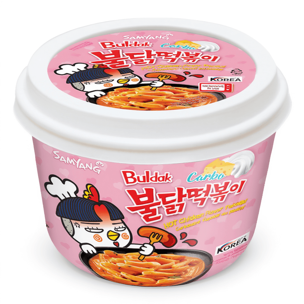 Samyang Buldak Carbonara Ízű Topokki Rizsrudak Pohárban, 179G
