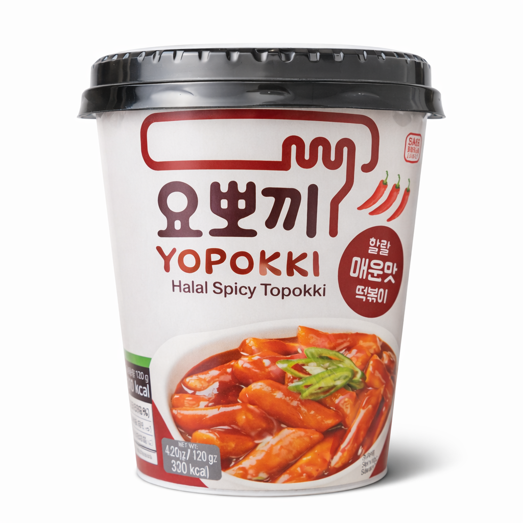 Yopokki Halal Klasszikus Spicy Ízesítésű Topokki, Pohárban, 120G